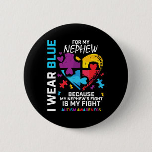 Badge Rond 5 Cm Oncle Tante Coeur Je Porte Du Bleu Pour Mon Autism