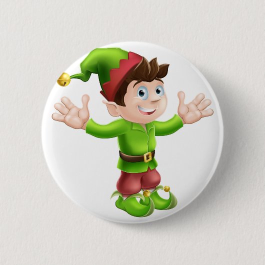 Badge Rond 5 Cm Ondulation d'elfe de Noël (Devant)
