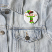 Badge Rond 5 Cm Ondulation d'elfe de Noël (En situation)