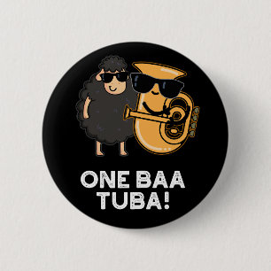 Badge Rond 5 Cm One Baa Tuba Funny Music Sheep Pun Dark BG