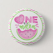 Badge Rond 5 Cm One in a Melon Birthday Button - Pink Watermelon (Devant)