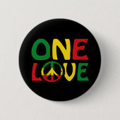 Badge Rond 5 Cm One Love, Reggae design (Devant)