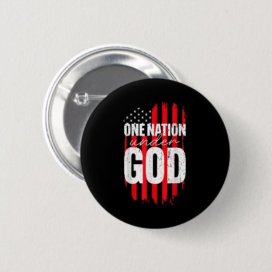 Badge Rond 5 Cm One Nation Under God American Flag Christian Jesus (Devant & derrière)