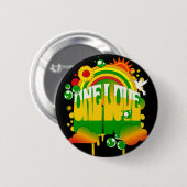 Badge Rond 5 Cm One One Love Rasta Pin (Devant & derrière)