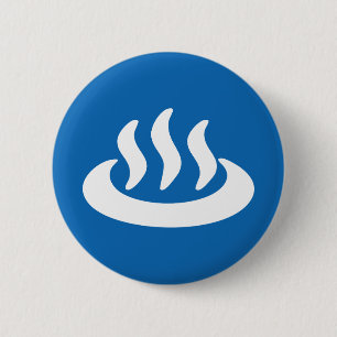 Badge Rond 5 Cm Onsen ♨ Hot Spring 温 泉 Japonais