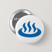 Badge Rond 5 Cm Onsen ♨ Hot Spring 温 泉 Japonais (Devant & derrière)