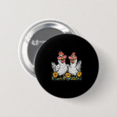 Badge Rond 5 Cm Oops I Got Another Chicken, Funny Farm Animal (Devant & derrière)