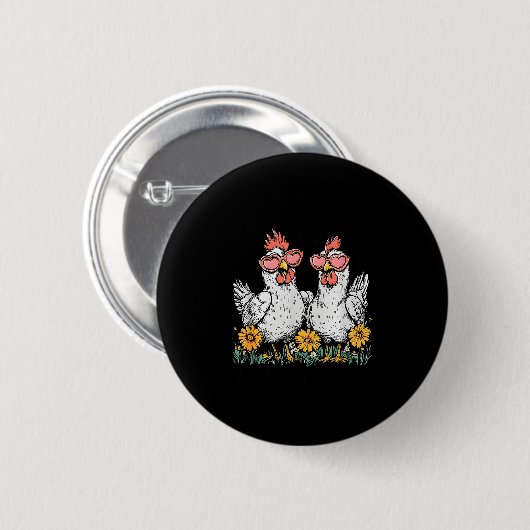 Badge Rond 5 Cm Oops I Got Another Chicken, Funny Farm Animal (Devant & derrière)