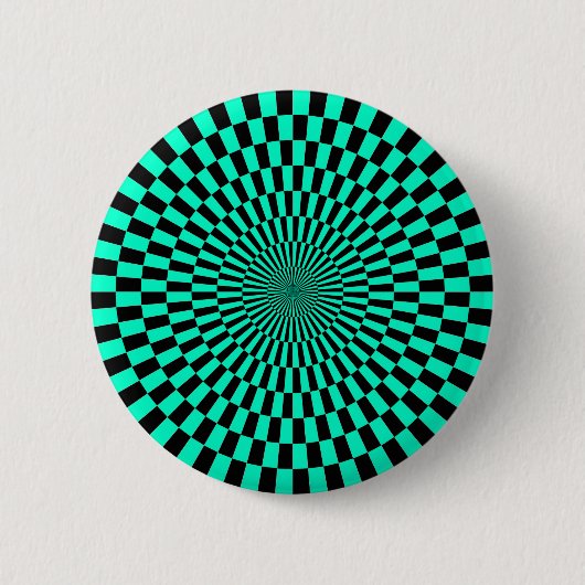 Badge Rond 5 Cm Op Art - Turquoise and Black (Devant)