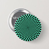 Badge Rond 5 Cm Op Art - Turquoise and Black (Devant & derrière)