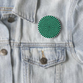 Badge Rond 5 Cm Op Art - Turquoise and Black (En situation)