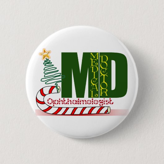 BADGE ROND 5 CM OPHTALMOLOGUE DE NOËL (Devant)