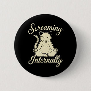 Badge Rond 5 Cm Opossum de yoga méditant drôle hurlant intérieurem