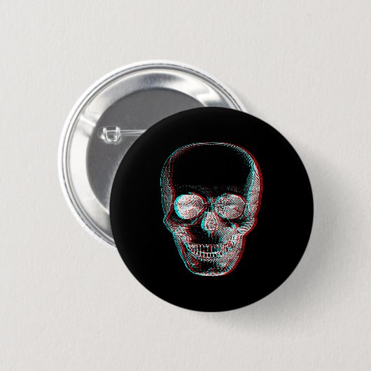 Badge Rond 5 Cm Optical Illusion Halloween Skeleton Skull (Devant & derrière)