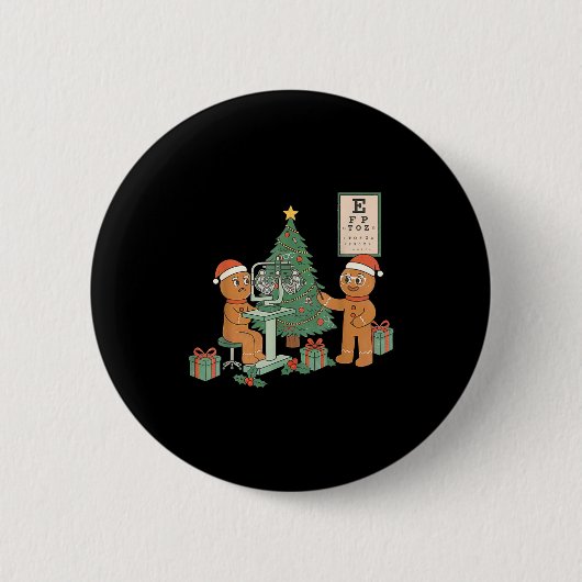 Badge Rond 5 Cm Optometry Gingerbread Christmas Optician Sight Squ (Devant)
