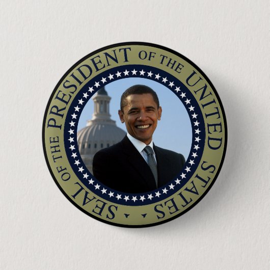 Badge Rond 5 Cm Or de joint d'Obama (Devant)