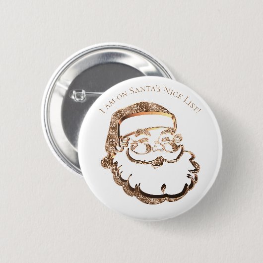 Badge Rond 5 Cm Or mignon de Faux de Noël de père Nice de la liste (Devant & derrière)