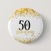 Badge Rond 5 Cm Or moderne 50 et bouton fabuleux de confettis (Devant)
