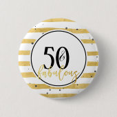 Badge Rond 5 Cm Or moderne 50 & Fabuleux Bouton Confetti Anniversa (Devant)