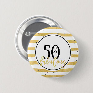 Badge Rond 5 Cm Or moderne 50 & Fabuleux Bouton Confetti Anniversa