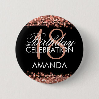 Badge Rond 5 Cm Or rose de 18èmes étincelles élégantes de fête