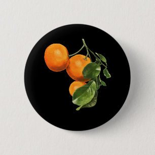 Badge Rond 5 Cm Orange Art Botanique Gardener alimentaire