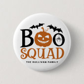 Badge Rond 5 Cm Orange Boo Squad Lettres Éffrayantes Halloween (Devant)