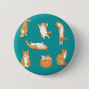 Badge Rond 5 Cm Orange Cats Funny