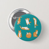 Badge Rond 5 Cm Orange Cats Funny (Devant & derrière)