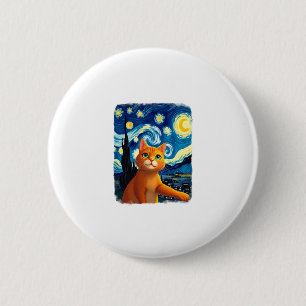 Badge Rond 5 Cm Orange Chat Selfie Starry Night Chat Maman Amoureu