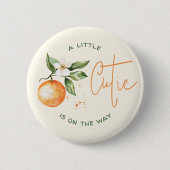 Badge Rond 5 Cm Orange Citrus Little Cutie Baby Shower Button (Devant)
