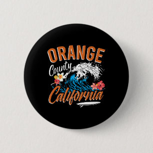Badge Rond 5 Cm Orange County California Ocean Surf Les Plages