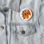 Badge Rond 5 Cm Orange de Poogle (En situation)