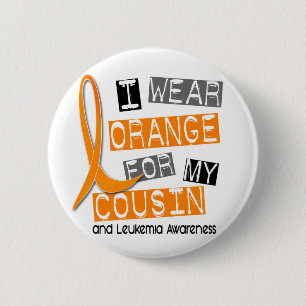 Badge Rond 5 Cm Orange d'usage de la leucémie I pour mon cousin 3