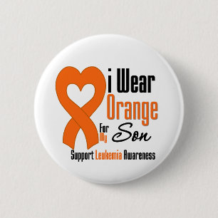 Badge Rond 5 Cm Orange d'usage de la leucémie I pour mon fils