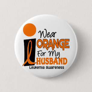 Badge Rond 5 Cm ORANGE d'USAGE de la leucémie I POUR MON MARI 9