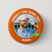 Badge Rond 5 Cm Orange Golfer Photo High School Golf Team (Devant)