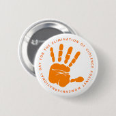 Badge Rond 5 Cm Orange Hand End the Violence (Devant & derrière)