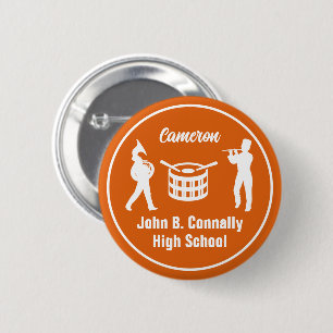 Badge Rond 5 Cm Orange High School Marching Band Personnalisé