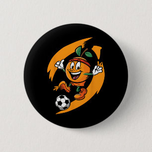 Badge Rond 5 Cm Orange Jouant au Football