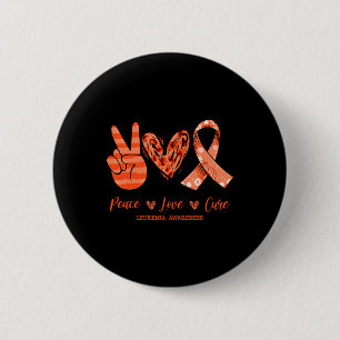 Badge Rond 5 Cm Orange Leopard Peace Love Cure Leukemia Sensibilis