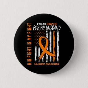 Badge Rond 5 Cm Orange Leucémie Cancer Sensibilisation Mari Améric