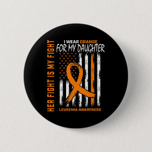 Badge Rond 5 Cm Orange Leukemia Cancer Sensibilisation American