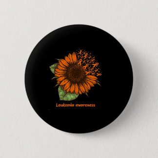 Badge Rond 5 Cm Orange Leukemia Sensibilisation Tournesol Guerrier