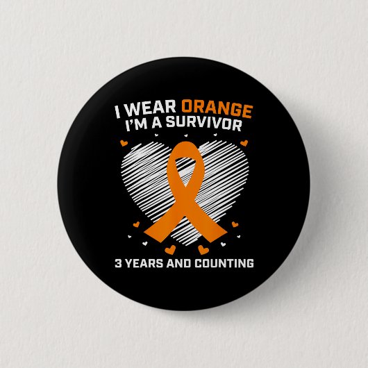 Badge Rond 5 Cm Orange Leukemia Survivante Cadeaux 3 ans Cancer Gr (Devant)