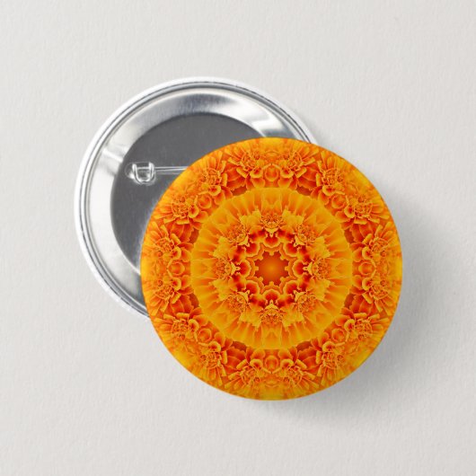 Badge Rond 5 Cm Orange Marigold Mandala (Devant & derrière)