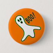 Badge Rond 5 Cm Orange Neon Vert Blanc Éffrayant Boom Ghost Hallow (Devant)