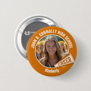 Badge Rond 5 Cm Orange Pom-pom girl Photo High School Spirit