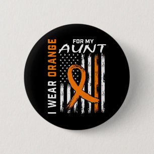 Badge Rond 5 Cm Orange Pour Ma Tante Sensibilisation À La Leucémie