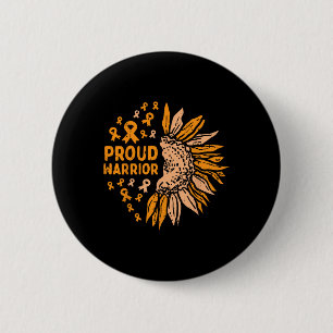 Badge Rond 5 Cm Orange Ribbon Fiers Guerrier Leucémie Sensibilisat
